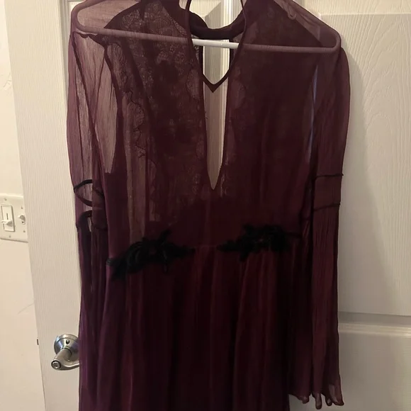Free People Madly Deeply Burgundy Chiffon Dress - Picture 2 of 5